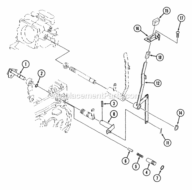 Mid Pto Control Diagram and Parts List for 544-434D100, 545-434D100, 546-434D100 Cub Cadet Lawn Tractor